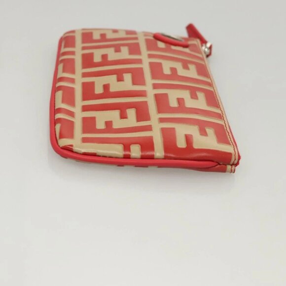 FENDI Zucca Canvas Triplet Pouch Black Brown Red Auth ac3770 - Picture 13 of 16